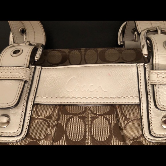 SOLD Coach tan and white purse - Picture 4 of 8